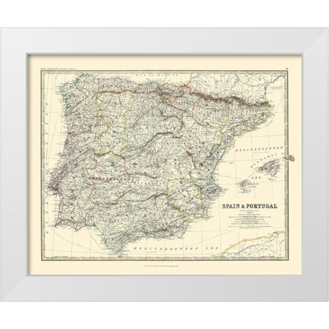 Spain Portugal - Blackwood 1861 White Modern Wood Framed Art Print by Blackwood