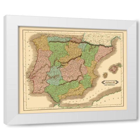 Spain Portugal - Hamilton 1831 White Modern Wood Framed Art Print by Hamilton