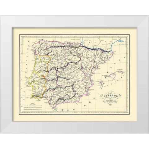 Spain Portugal - Andre 1836 White Modern Wood Framed Art Print by Andre