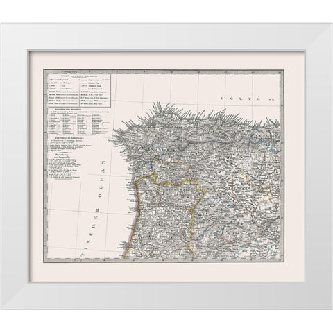 Spain Portugal - Perthes 1865 White Modern Wood Framed Art Print by Perthes