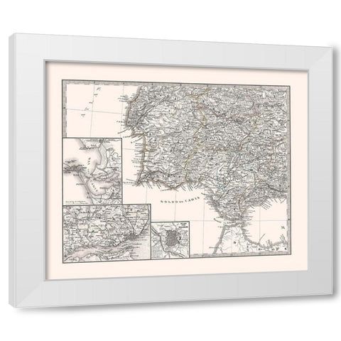 Southwest Spain Portugal - Perthes 1865 White Modern Wood Framed Art Print by Perthes