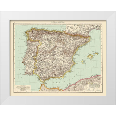 Spain Portugal - Andree 1895 White Modern Wood Framed Art Print by Andree
