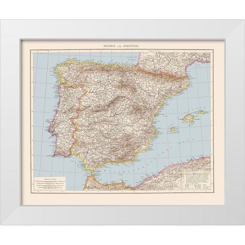 Spain Portugal - Andree 1893 White Modern Wood Framed Art Print by Andree