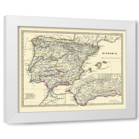 Hispania Iberian Peninsula - Perthes 1865 White Modern Wood Framed Art Print by Perthes