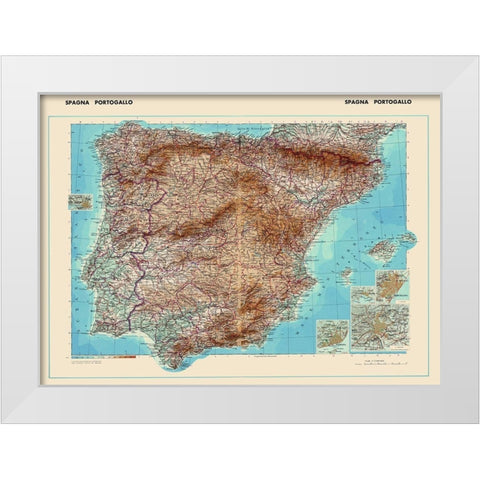 Spain Portugal - Di Agostini 1952 White Modern Wood Framed Art Print by Di Agostini