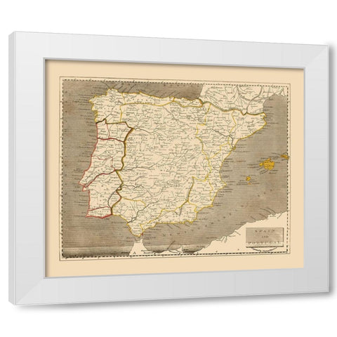 Spain Portugal - Thomas 1812 White Modern Wood Framed Art Print by Thomas