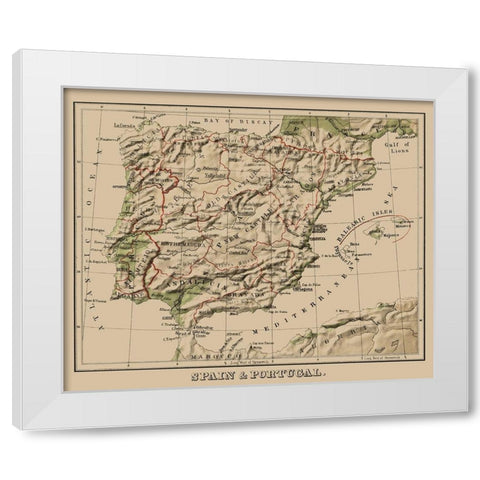 Spain Portugal - Sonnenschein 1880 White Modern Wood Framed Art Print by Sonnenschein