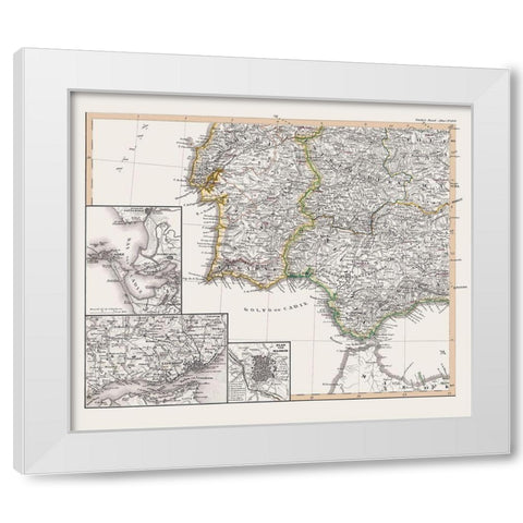 Southwest Spain Portugal - Perthes 1850 White Modern Wood Framed Art Print by Perthes