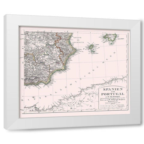 Southeast Spain Portugal - Perthes 1850 White Modern Wood Framed Art Print by Perthes