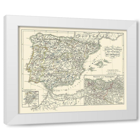 Spain Portugal - Perthes 1854 White Modern Wood Framed Art Print by Perthes