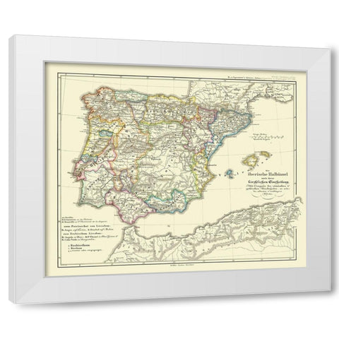 Spain Portugal - Perthes 1854 White Modern Wood Framed Art Print by Perthes