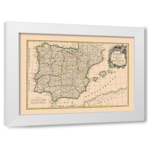 Spain Portugal - Lattre 1760 White Modern Wood Framed Art Print by Lattre