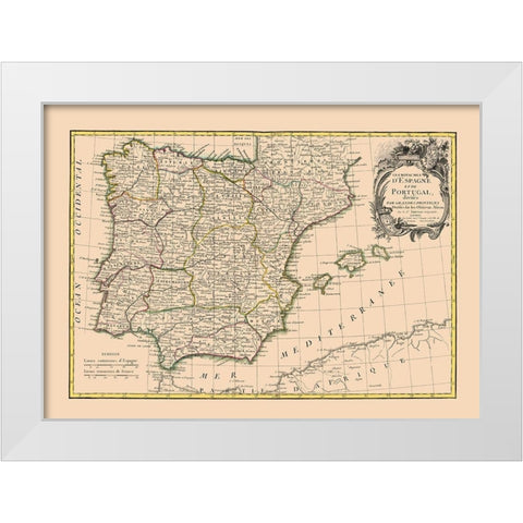 Spain Portugal - Lattre 1760 White Modern Wood Framed Art Print by Lattre