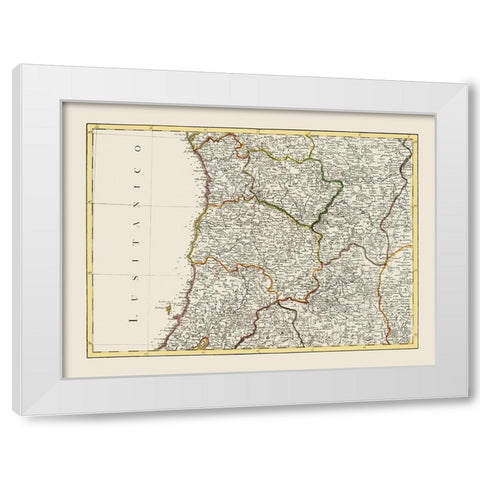 Spain Portugal - Lattre 1780 White Modern Wood Framed Art Print by Lattre
