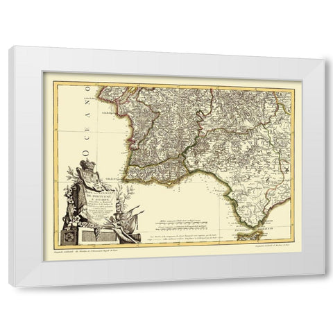 Spain Portugal - Lattre 1780 White Modern Wood Framed Art Print by Lattre