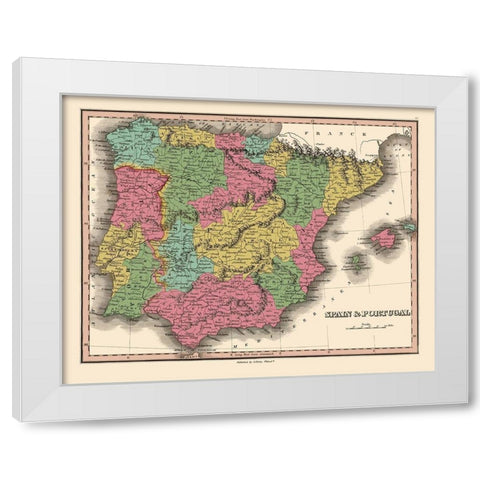 Spain Portugal - Finley 1832 White Modern Wood Framed Art Print by Finley