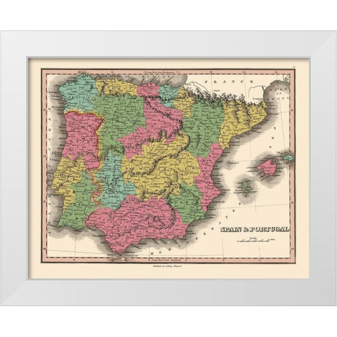 Spain Portugal - Finley 1832 White Modern Wood Framed Art Print by Finley
