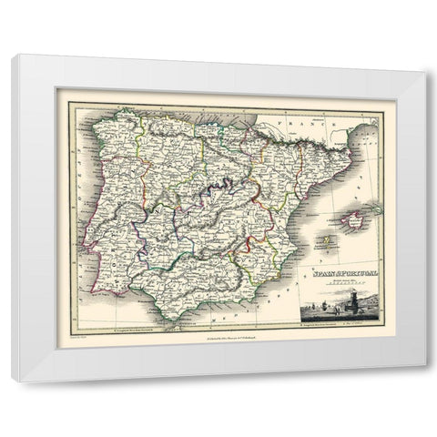 Spain Portugal - Thomson 1836 White Modern Wood Framed Art Print by Thomson