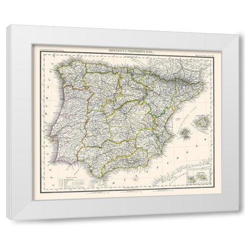 Spain Portugal - Stein 1854 White Modern Wood Framed Art Print by Stein