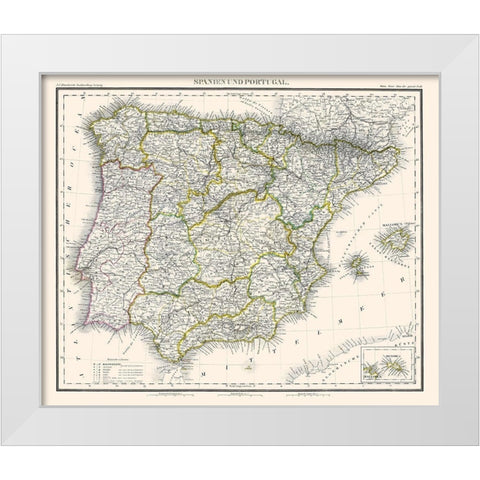 Spain Portugal - Stein 1854 White Modern Wood Framed Art Print by Stein