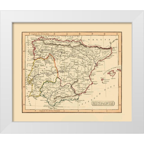 Spain Portugal - Thomas 1835 White Modern Wood Framed Art Print by Thomas