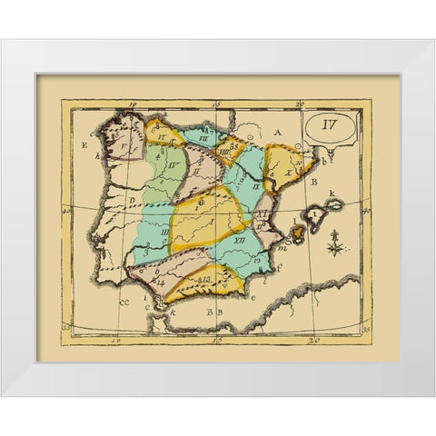 Spain Portugal - Bruyset 1784 White Modern Wood Framed Art Print by Bruyset