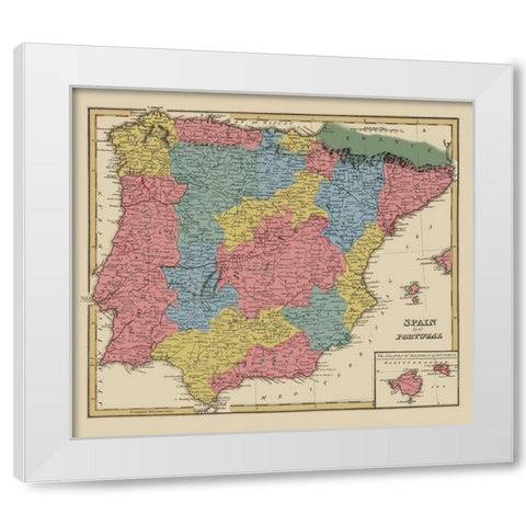 Spain Portugal - Lucas 1823 White Modern Wood Framed Art Print by Lucas