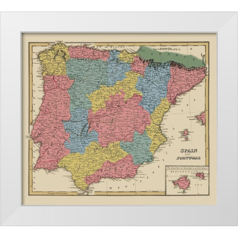 Spain Portugal - Lucas 1823 White Modern Wood Framed Art Print by Lucas