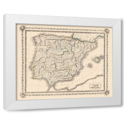Spain Portugal - Lothian 1848 White Modern Wood Framed Art Print by Lothian
