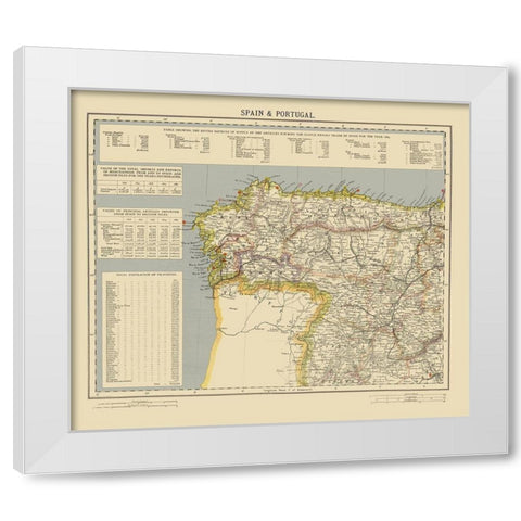 Spain Portugal - Letts 1883 White Modern Wood Framed Art Print by Letts