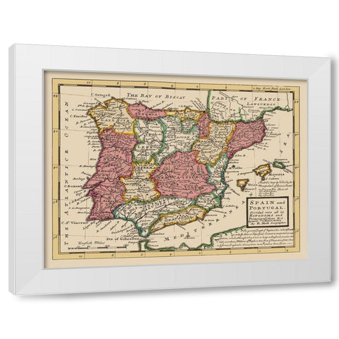 Spain Portugal - Moll 1736 White Modern Wood Framed Art Print by Moll