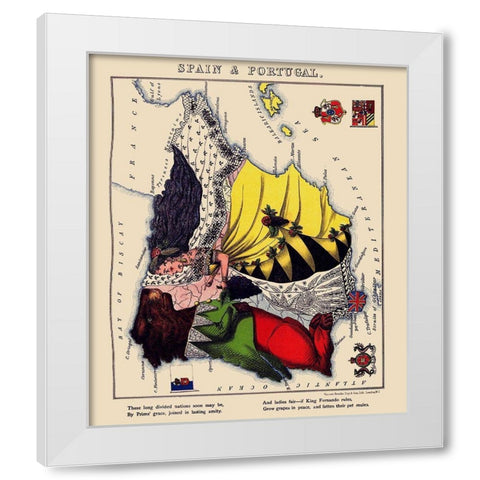 Spain Portugal - Lancaster 1869 White Modern Wood Framed Art Print by Lancaster