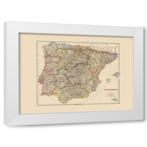 Spain Portugal - Arrowsmith 1844 White Modern Wood Framed Art Print by Arrowsmith