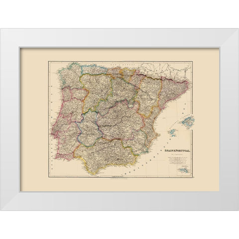 Spain Portugal - Arrowsmith 1844 White Modern Wood Framed Art Print by Arrowsmith