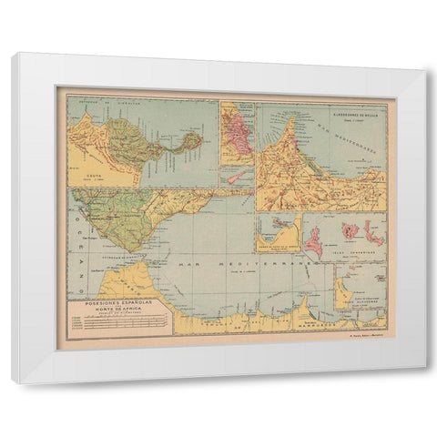 Spanish Possessions in North Africa - Martin 1903 White Modern Wood Framed Art Print by Martin