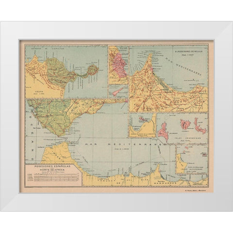 Spanish Possessions in North Africa - Martin 1903 White Modern Wood Framed Art Print by Martin