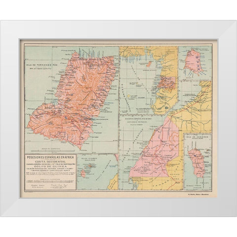 Spanish Possessions in Africa - Martin 1903 White Modern Wood Framed Art Print by Martin