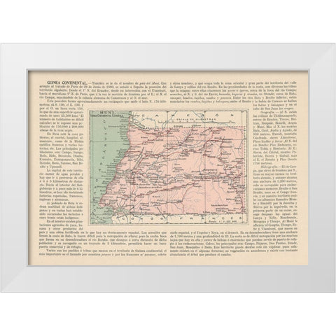 Rio Muni Guinea Africa - Martin 1911 White Modern Wood Framed Art Print by Martin