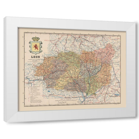 Leon Spain Europe - Martin 1911 White Modern Wood Framed Art Print by Martin