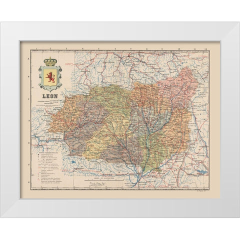 Leon Spain Europe - Martin 1911 White Modern Wood Framed Art Print by Martin