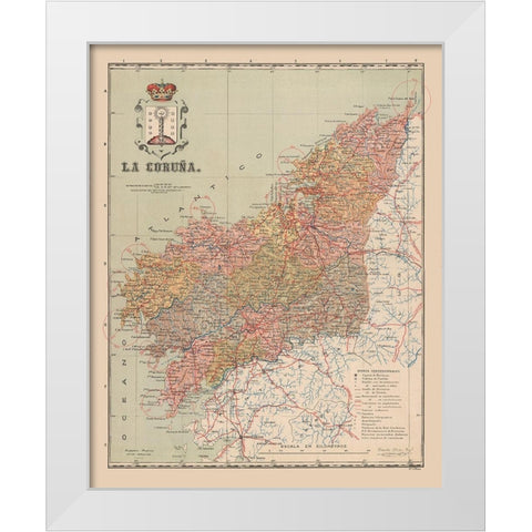 A Coruna Spain Europe - Martin 1911 White Modern Wood Framed Art Print by Martin