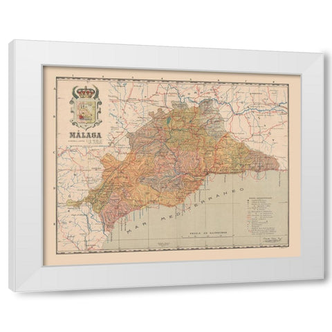 Malaga Spain Europe - Martin 1911 White Modern Wood Framed Art Print by Martin