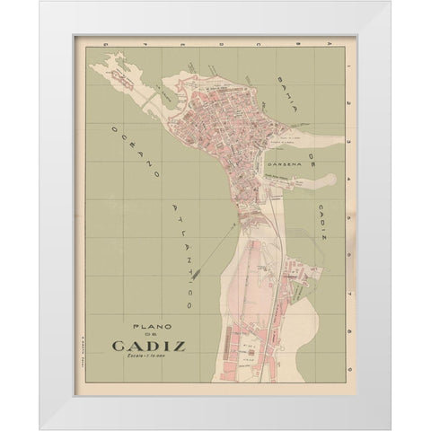 Cadiz Spain Europe - Martin 1920 White Modern Wood Framed Art Print by Martin