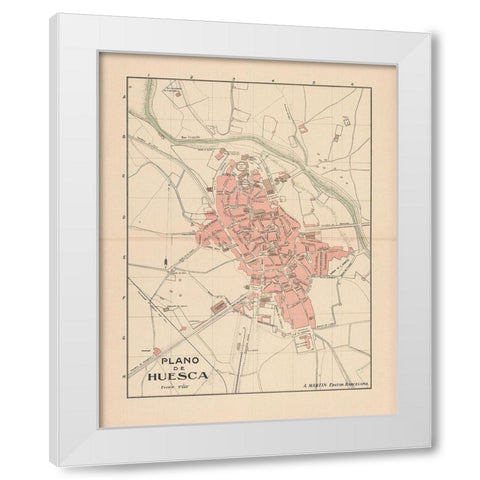 Huesca Spain Europe - Martin 1911 White Modern Wood Framed Art Print by Martin