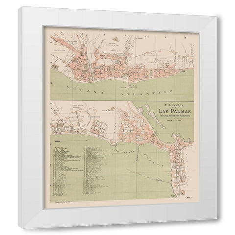 Las Palmas Spain Europe - Martin 1911 White Modern Wood Framed Art Print by Martin