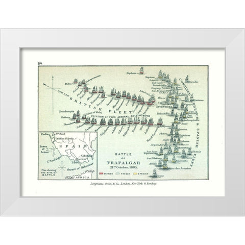 Battle Cape Trafalgar in 1805 Spain Europe White Modern Wood Framed Art Print by Gardiner