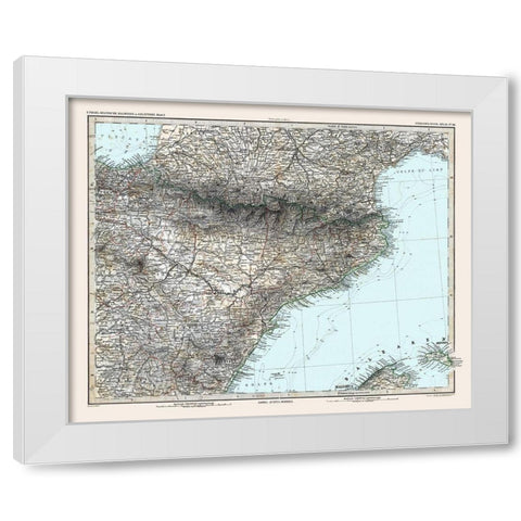 Northeastern Spain - Stieler 1885 White Modern Wood Framed Art Print by Stieler