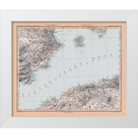 Southeastern Spain - Stieler 1885 White Modern Wood Framed Art Print by Stieler