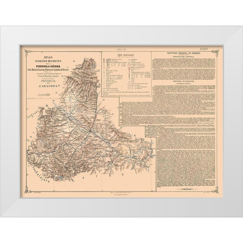Zaragoza Province Spain - Valverde 1880 White Modern Wood Framed Art Print by Valverde