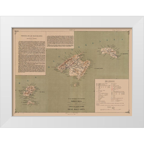 Balearic Islands Spain - Valverde 1880 White Modern Wood Framed Art Print by Valverde